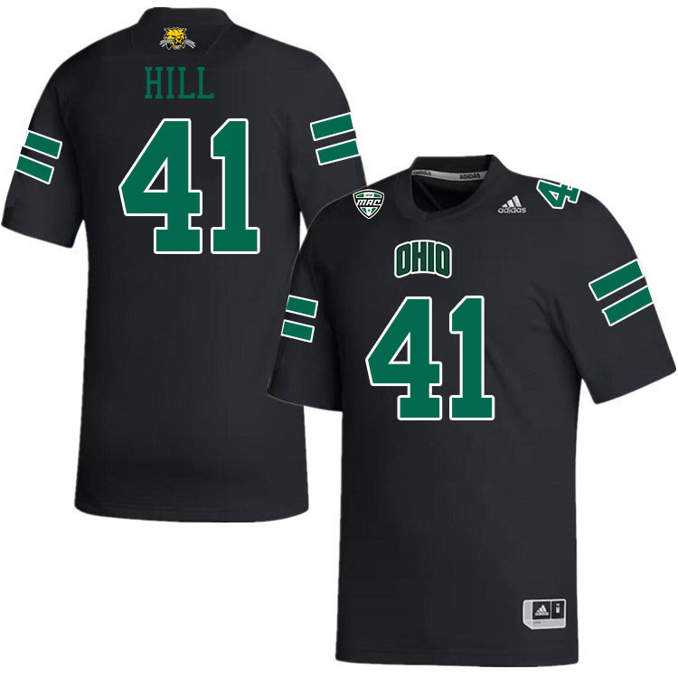 Ohio Bobcats #41 Creed Hill College Football Jerseys Stitched-Black